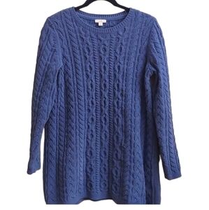 J JILL Cable Knit Chenille Long Sleeve Tunic Sweater